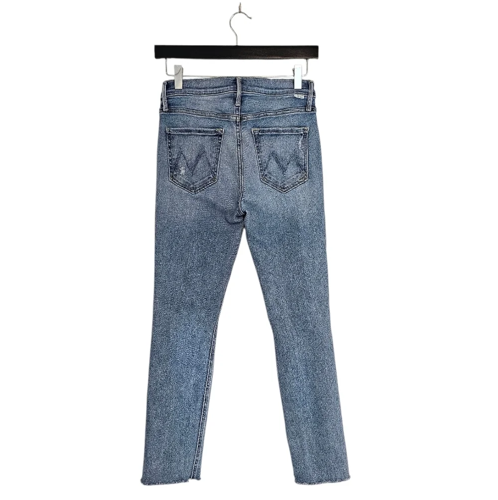 MOTHER The Mid Rise Dazzler Ankle Fray Straight Leg Light Blue Jeans 27 Preowned